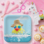 サングラス入りイエローアヒル ペーパープレート (パーティー)