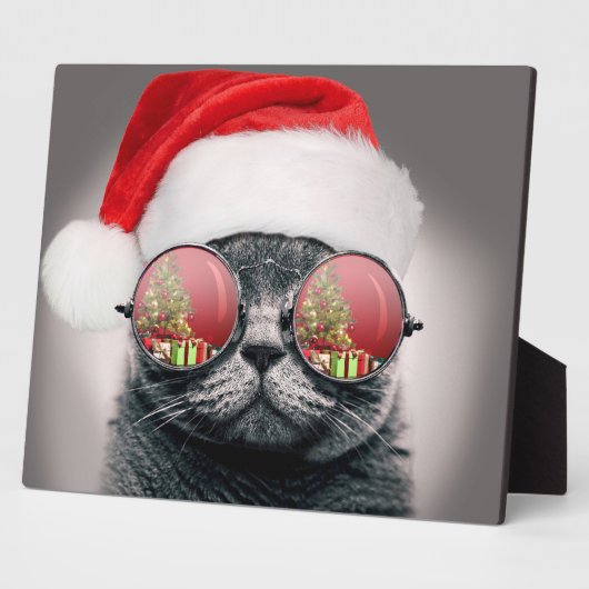 サングラス入りクリスマスキャット フォトプラーク (側面)