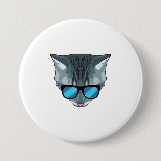 サングラス入り猫 缶バッジ (正面)
