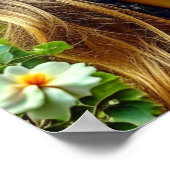 サングラス反射する花を持つ美しい少女 ポスター (角)