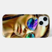 サングラス反射する花を持つ美しい少女 Case-Mate iPhoneケース (裏面 (横))