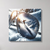 サングラス反射の冬のスキーヤー キャンバスプリント (正面)