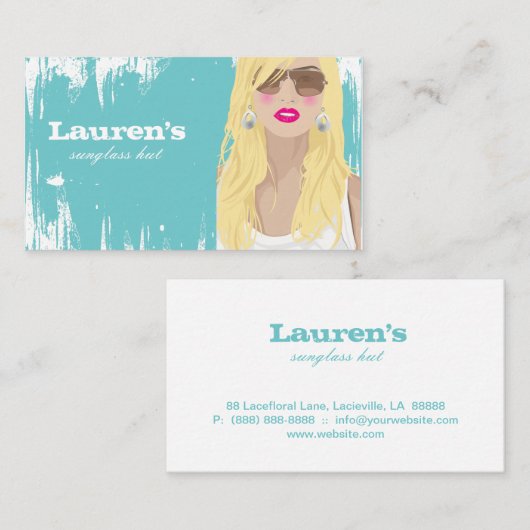サングラス名刺ファッションブロンドブルー 名刺 (正面/裏面)