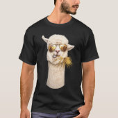 サングラス姿のクールなラマ Tシャツ (正面)