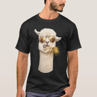 サングラス姿のクールなラマ Tシャツ