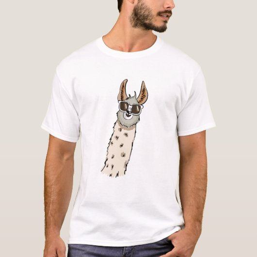 サングラス姿のスタイリッシュなラマ Tシャツ (正面)