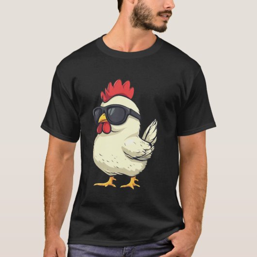 サングラス姿のニワトリ Tシャツ (正面)