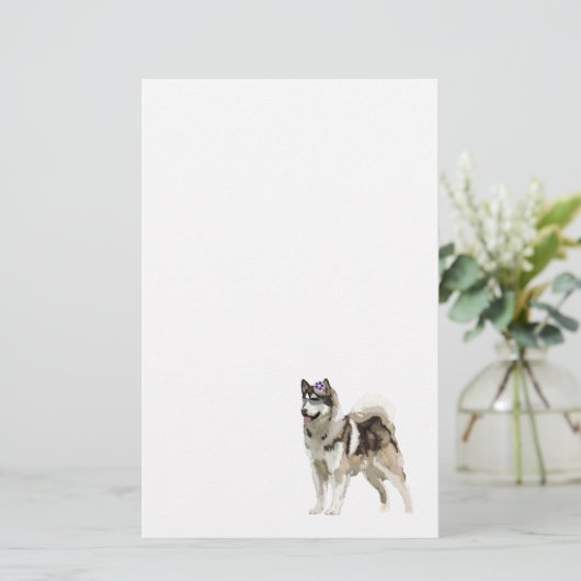 サングラス文房具を持つハスキー犬 便箋 (スタンド正面)