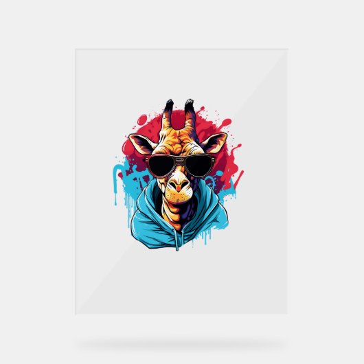 サングラス明るい色のキリン アクリルサイン (正面)