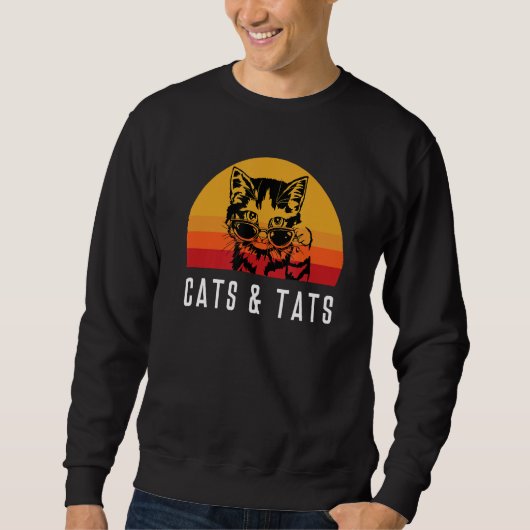 サングラス猫と猫タトゥーキャット スウェットシャツ (正面)