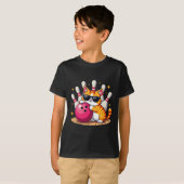 サングラス猫のボーリングが遊可愛い猫男性へ Tシャツ (正面フル)