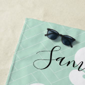 サングラス白黒ゼブラピンクフラミンゴ名 ビーチタオル (インサイチュ)