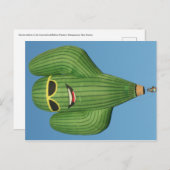 サングラス着用サボテン熱気球はがき ポストカード (正面/裏面)