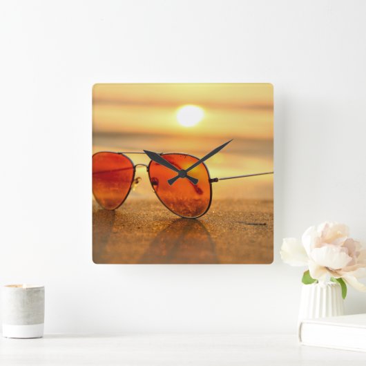 サングラス砂 スクエア壁時計 (ホーム)