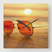 サングラス砂 スクエア壁時計 (正面)