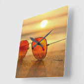 サングラス砂 スクエア壁時計 (傾斜)