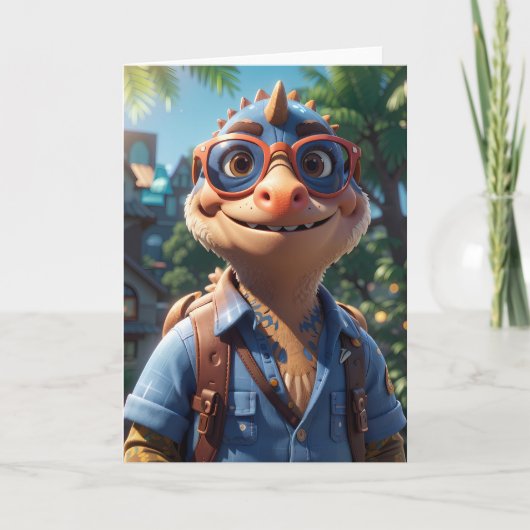 サングラス笑顔の恐竜アウトドア |カード カード (正面)