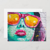 サングラス統一されたはがき付き女性 ポストカード (正面/裏面)