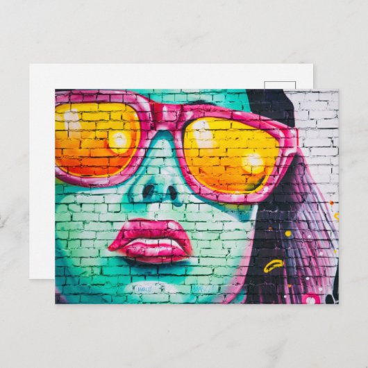 サングラス統一されたはがき付き女性 ポストカード (正面/裏面)