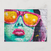 サングラス統一されたはがき付き女性 ポストカード (正面)