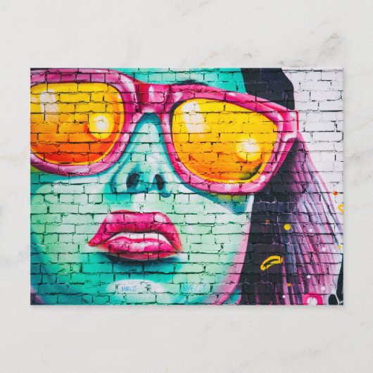サングラス統一されたはがき付き女性 ポストカード (正面)