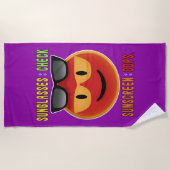 サングラス絵文字ミシャップ ビーチタオル (正面)