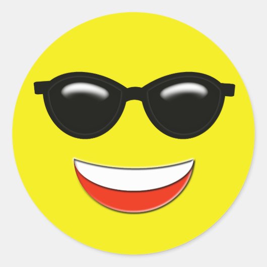 サングラス絵文字 ラウンドシール (正面)