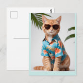 サングラス葉書付きビーチ猫 ポストカード (正面/裏面)