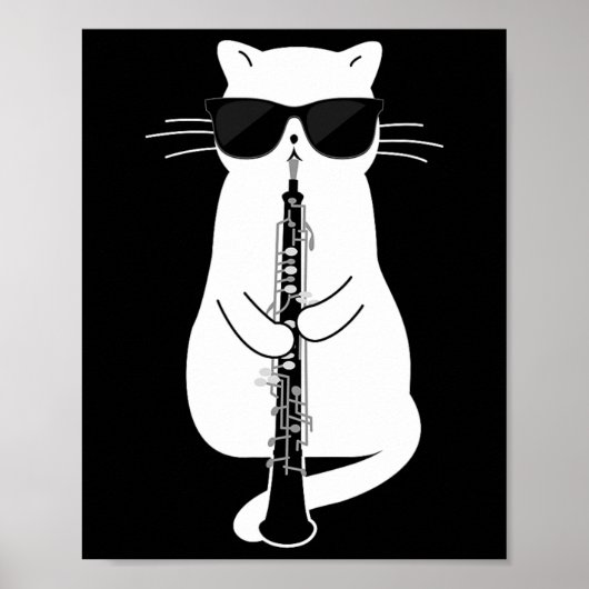 サングラス遊オボエを着た猫 ポスター (正面)