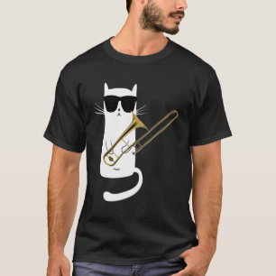 サングラス遊トロンボーンを履いた猫 Tシャツ