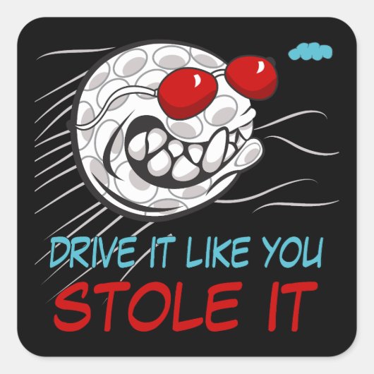 サングラス飛んでいるブラック付きゴルフボール スクエアシール (正面)