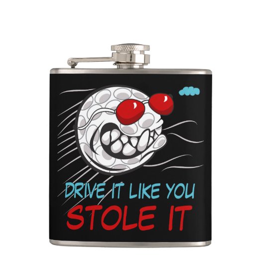 サングラス飛んでいるブラック付きゴルフボール フラスク (正面)