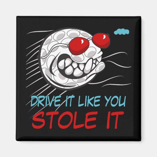 サングラス飛んでいるブラック付きゴルフボール マグネット (正面)