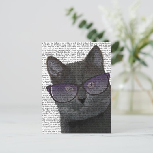 サングラス2を持つ黒猫 ポストカード (スタンド正面)