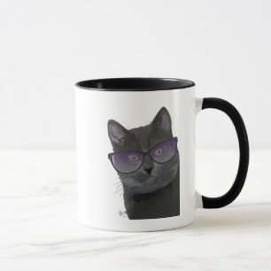 サングラス2を持つ黒猫 マグカップ