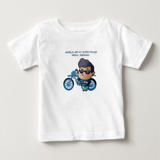 サングラス＆バイクの少年Tシャツ ベビーTシャツ (正面)