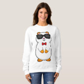 サングラス&ボウタイ付きハムスター スウェットシャツ (正面フル)