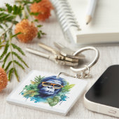 サングラス&リーフ付き水色ジャングルゴリラ キーホルダー (正面右)