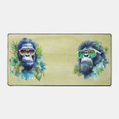 サングラス&リーフ付き水色ジャングルゴリラ デスクマット (正面)