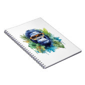 サングラス&リーフ付き水色ジャングルゴリラ ノートブック (右側)