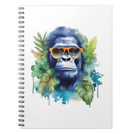 サングラス&リーフ付き水色ジャングルゴリラ ノートブック