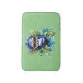 サングラス&リーフ付き水色ジャングルゴリラ バスマット (正面縦)