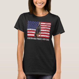 サングラス(犬)ドーベルマン・ピンシェルパパ国旗アメリカ Tシャツ