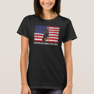 サングラス(犬)ドーベルマン・ピンシェルママ国旗アメリカ Tシャツ