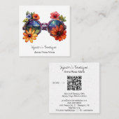 *~*サングラスAP57ボホQRボールドレトロ花 スクエア名刺 (正面/裏面)