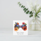 *~*サングラスAP57ボホQRボールドレトロ花 スクエア名刺 (スタンド正面)