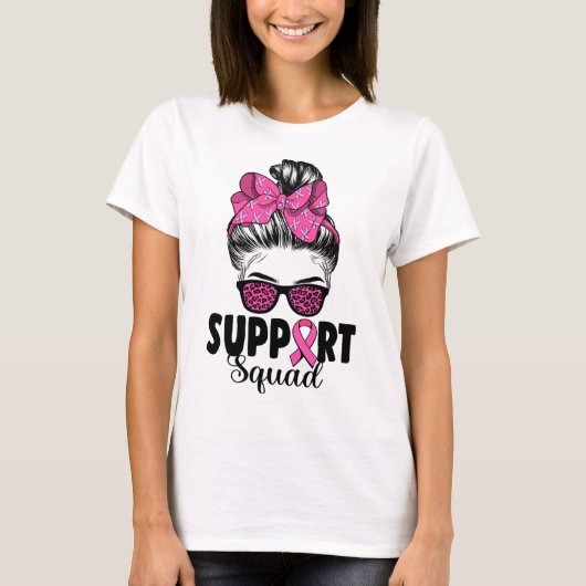サングラスMessy Bunサポートスクワッド乳がん Tシャツ (正面)