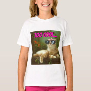 サングラスTシャツを着た可愛い身体障害者片耳猫 Tシャツ