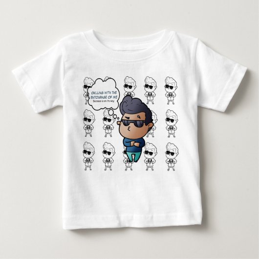 サングラスTシャツを着た少年 ベビーTシャツ (正面)
