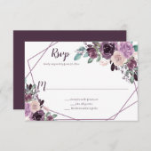 サングラパープルフローラ幾何学的 | 出欠カード (正面/裏面)